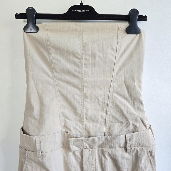 New Zara Caro Long Strapless Nylon Beige/Khaki Jumpsuit NWT Small - Picture 8 of 12